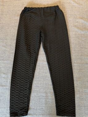 Black Textured Womens Leggings - Comfortable Everyday Bottoms